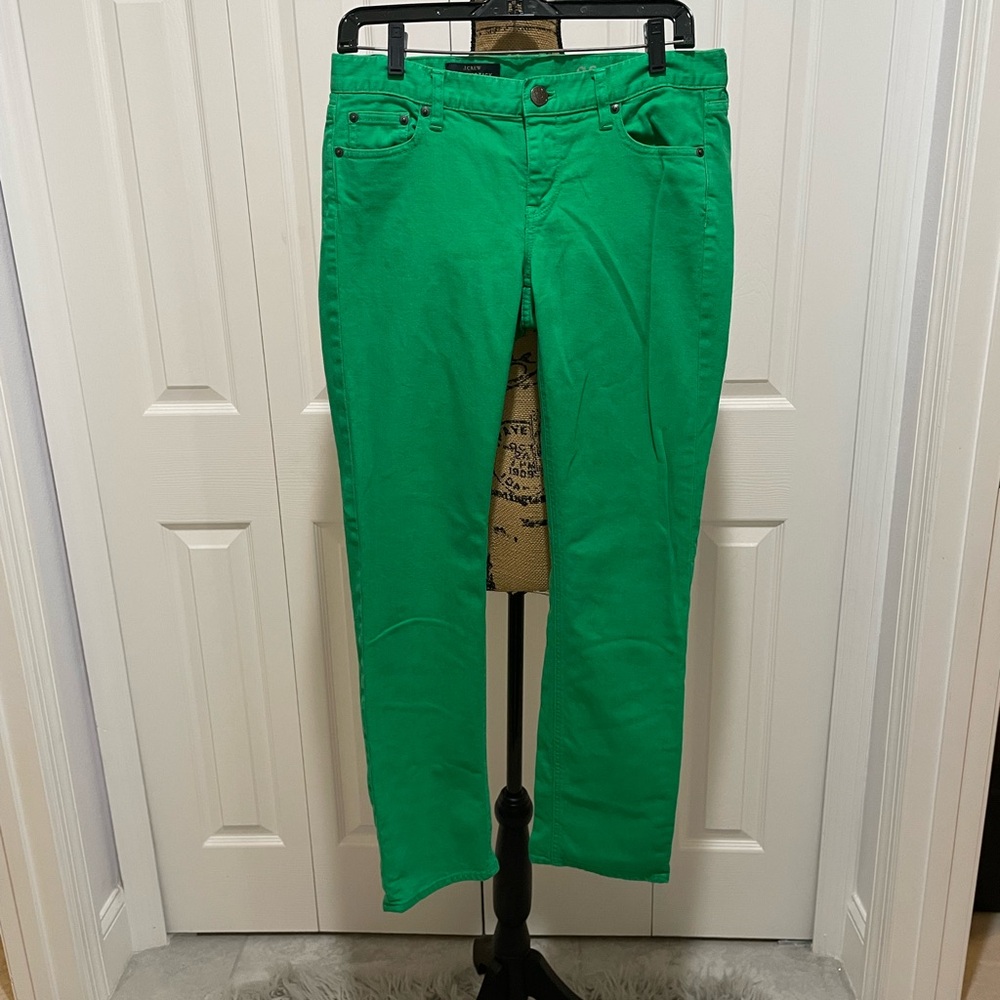 J. Crew Matchstick Green Straight Leg Jeans Vibrant Color Sz 29